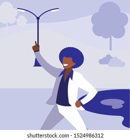 young black dancer dancing in the park vector illustration design