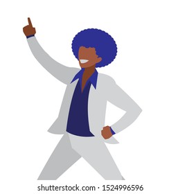 young black dancer disco style character vector illustration design