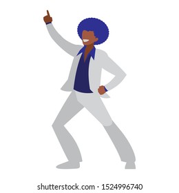 young black dancer disco style character vector illustration design