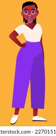young black girl in bright trousers