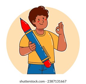 Young Black Man carrying a pen