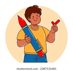 Young Black Man carrying a pen