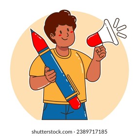 Young Black Man carrying a pen