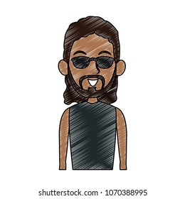 Young black man cartoon scribble