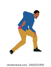 Young black man in casual clothes dancing.