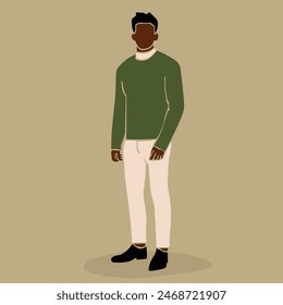 Joven negro en elegante línea de estilo de arte Vector