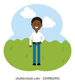 young black man in the field character