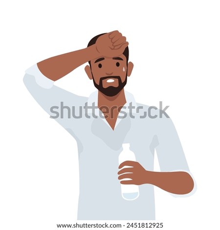 Image, Stock Photo A very thirsty black dog greedily drinks water from a hose on a hot summer day