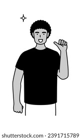Young Black Man pointing to himself with thumb, Vector Illustration