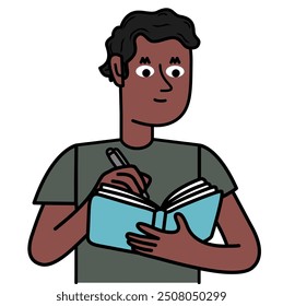 young black man taking note with a pen