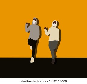 Young black man wearing face mask  during equal rights protest for prevent himself from the outbreak in his society. Concept of demonstrators on yellow background.