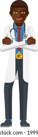 A young black medical doctor cartoon character mascot