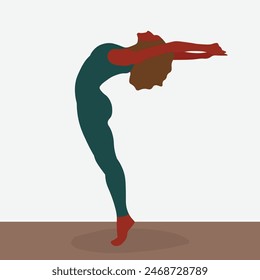 Young black Model practicing yoga in line art style vector