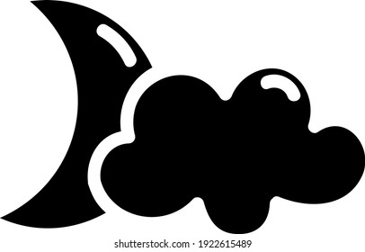 Young black moon with a cloud, illustration, vector on white background.
