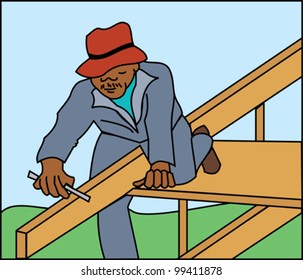 Young black professional carpenter