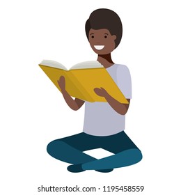 young black student sitting reading book