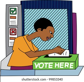 Young Black Voter At Polling Station