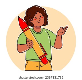Young Black woman carrying a pen