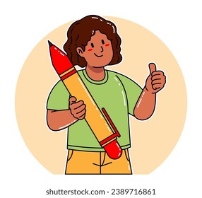 Young Black woman carrying a pen