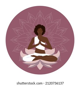 young black woman in lotus position