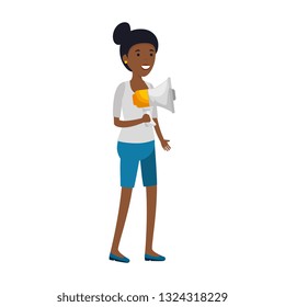 young black woman with megaphone