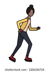 young black woman practicing skating character