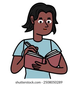 young black woman taking note with a pen