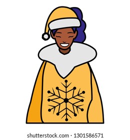 young black woman with winter clothes