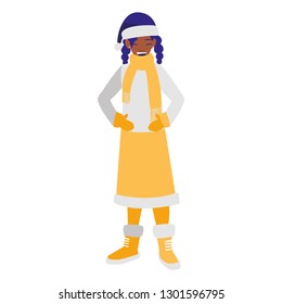 young black woman with winter clothes