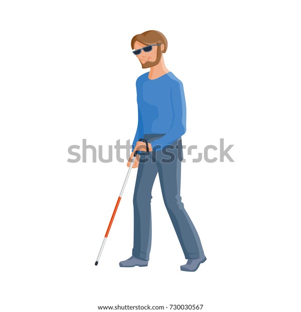 Young Blind Caucasian Man Dark Glasses Stock Vector (royalty Free 