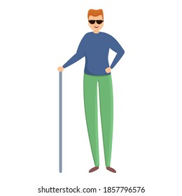 Young blind man icon. Cartoon of young blind man vector icon for web design isolated on white background