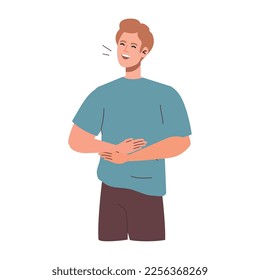 young blond man laughing character