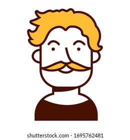 young blond man with mustache avatar character vector illustration design