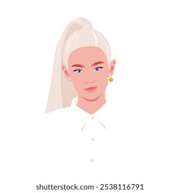 A young blond woman on a white background. Fashion model. a Teenager and a student. Vector flat illustration