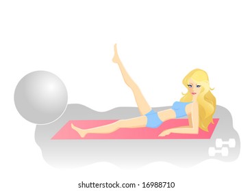 The young blonde does morning exercices