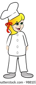 young blonde female dressed in chef uniform - vector