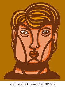 Young blonde man face