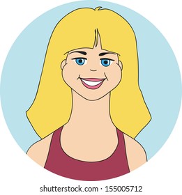 young blondie woman portrait in a bubble for avatar and icon