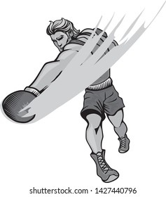 Young boxer and athlete punching and training. Vector illustration and isolated.