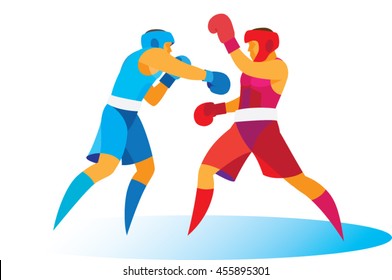 young boxer spends quick counter his strong opponent