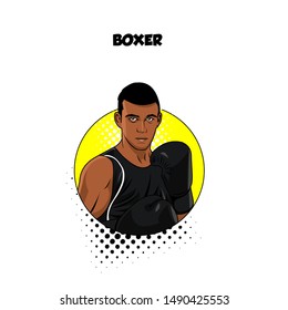 A young boxer with vector pop art style