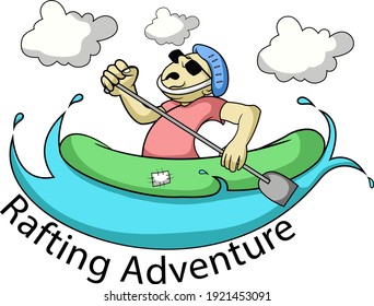 a young boy was adventuring in his rubber boat