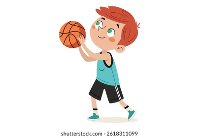 Young boy aiming high on the court