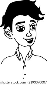 Young boy avatar character, young boy face cartoon doodle, sketch drawing of kid boy face expression, laughing boy face clipart silhouette