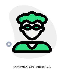Young boy avatar with curly hair wearing glasses