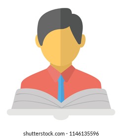 A young boy avatar reading a book depicting learner 