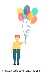 Joven con globo - Ilustración