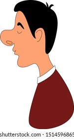 Young boy with big nose, illustration, vector on white background.