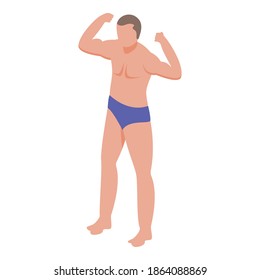 Young boy bodybuilding icon. Isometric of young boy bodybuilding vector icon for web design isolated on white background