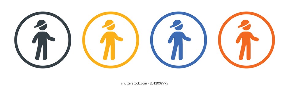 Young boy with cap icon. Teenager symbol vector illustration.